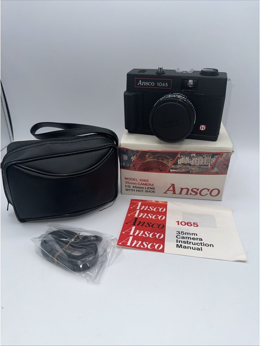 Vintage Ansco 1065 35mm Film Camera  Case Box Strap Manual Summer Vacation Box